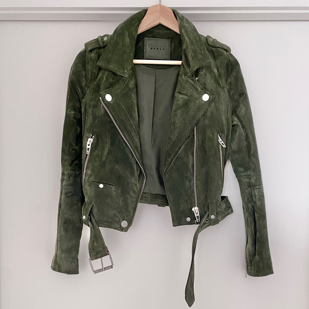 BlankNYC Olive Suede Moto Jacket